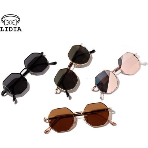 2021 New Round Metal Sunglasses Retro Small Glasses Mens Polygonal Sunglasses Frame Mirror Color Eyewear Luxury Pink Lens