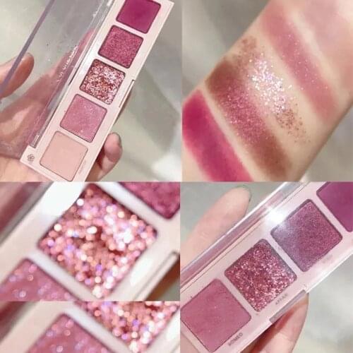 New 5 Colors Nude Shimmer Matte Eyeshadow Pallete Glitter Eyeshadow Long Lasting Waterproof Eye Pigments Shine Eyeshadow Makeup