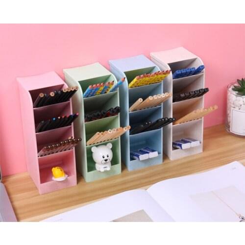 New Creative Multi-function 4 Grids Desktop Storage Box Cosmetic Storage Sub-grid Pen Case Makeup Organizer Desk Holder