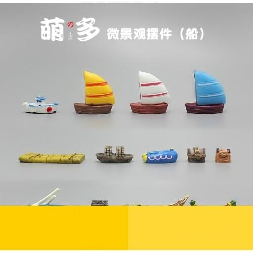 Ocean Sailboat Small Retro Triangular Ship Sea Sailing Raft Aquarium Landscape DIY Potted Succulents Decorations Toys Home Decor