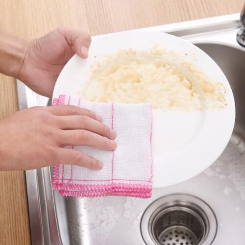 Household Thickened Cotton Yarn Dish Washing Towel Non-oily Bamboo Fiber Clean Accessories Dishcloth Cloth 26*26cm
