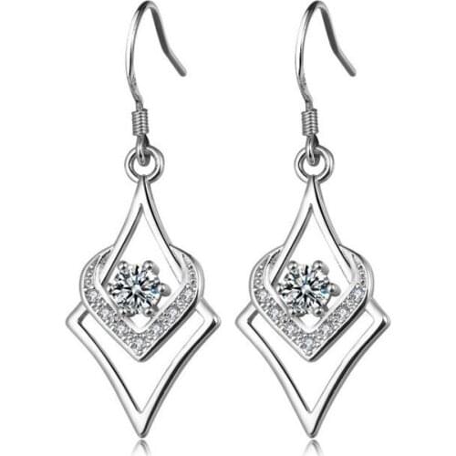 Latest Girls CZ Heart Drop Earrings For Women Jewelry Pure 925 Sterling Silver Earring Female Piercing Accessories Princess Gift