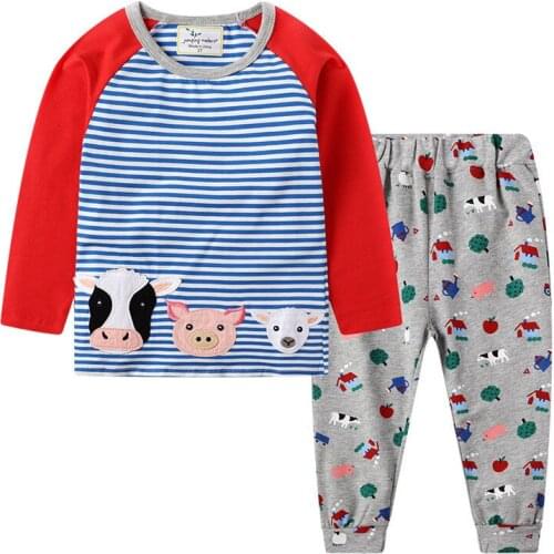 Jumping Meters New Baby Boys Clothing Sets Autumn Winter Cartoon Tiger Printed Cotton Boys Girls Outfit Long Sleeve Shirt Pant