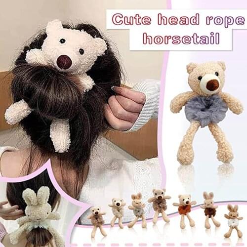 Cute Women Girls Hair Bands Fashion Scrunchies Velvet Elastic Plush Hair Tie Sweet Bear Rabbit Hair Accessory Pезинки для волос