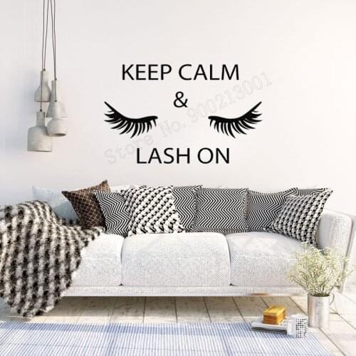 Art Salon Sticker Keep Calm Lash On Wall Sticker Beauty Salon Eyelashes Quotes Room Poster Removeable Mural Decal LY49
