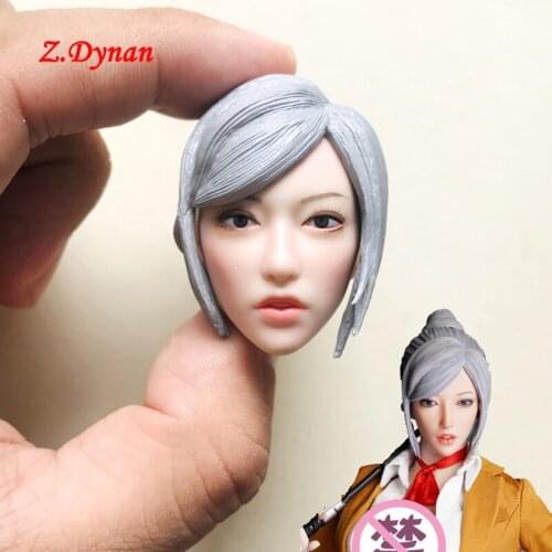SUPER DUCK 1/6 SET044 Shiraki Meiko Female Head Sculpt silver Hair For 12 Inch Action soldier Figure body Jiaou doll Diy toys