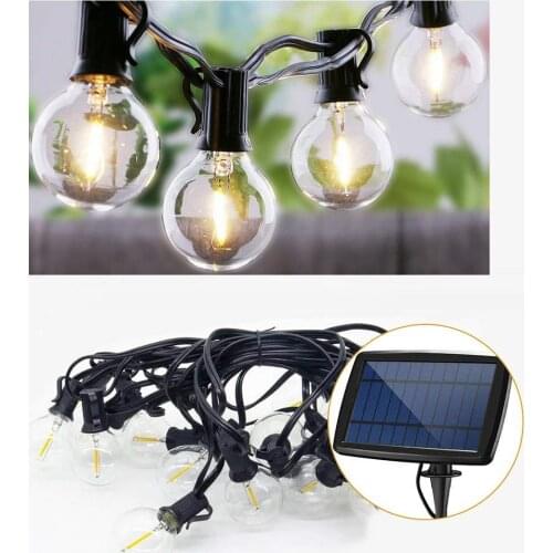Solar 25 Lamp LED String Light Waterproof IP65 25Ft G40 Globe LED Filament Bulbs for Patio Garden Porch Backyard Christmas Party