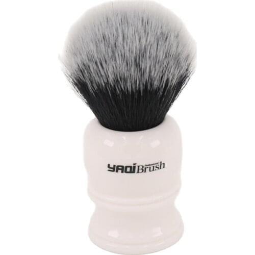 Yaqi 30mm Large Size Knot White Resin Handle Synthetic Hair Tuxedo Knot Men Shaving Brush