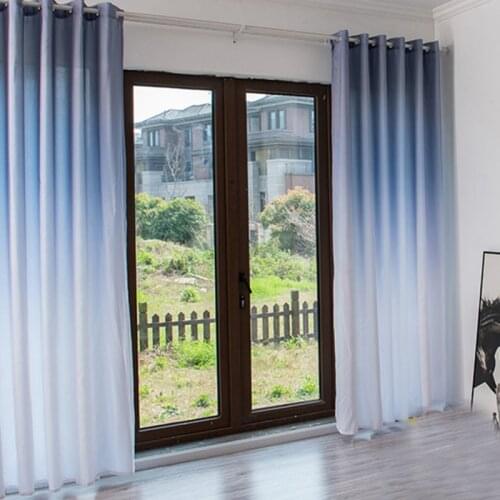 Fantasy Pure Color Upper Gradient Curtain For Bedroom Window Panel Grey Blue Semi-Shading Curtain For Living Room Hot Sale