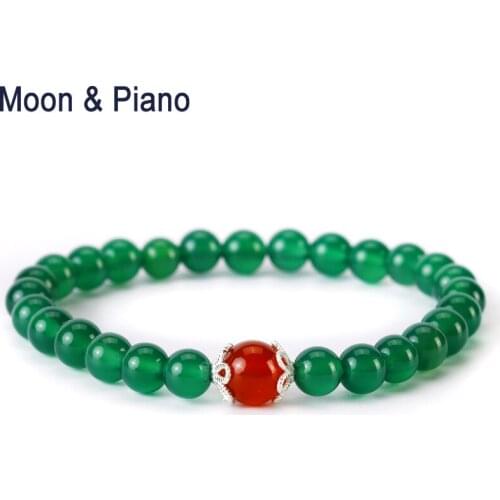 Green Chalcedony 925 Sterling Silver Bracelets Natural Lucky Stone Beads Beautiful Bracelet for Woman Girls Gift Free Shipping