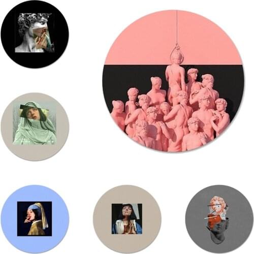 Yellow Vintage Plaster Statue David Art Icons Pins Badge Decoration Brooches Metal Badges For Backpack Decoration