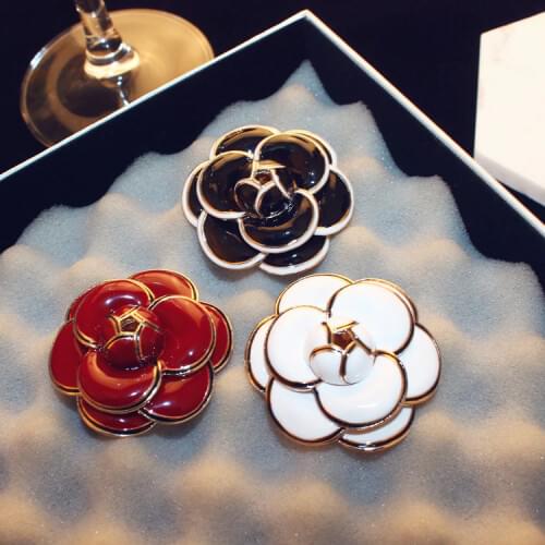 Retro Camellia Flower Pins Brooches For Women Fashion Boutonniere Bijuteria Feminina Jewelery Broche Fleur hijab Pin