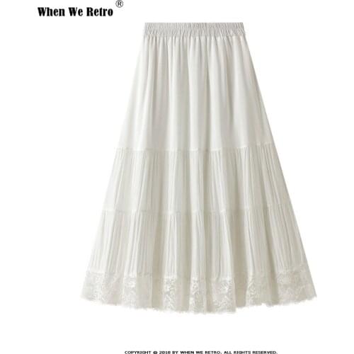 2021 Summer Lace Elegant Wedding Party White Skirt VD1805 Women Clothing High Waist A Line Long Black Skirt