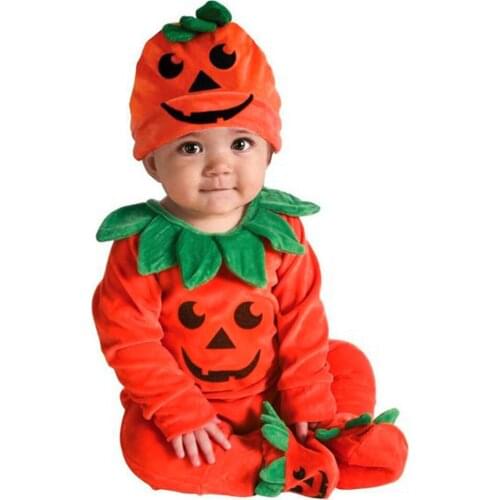 0-2Y Cosplay Halloween Pumpkin Costume Set Newborn Baby Long Sleeve Jumpsuit Romper Toddler Baby Boy Girl Clothes