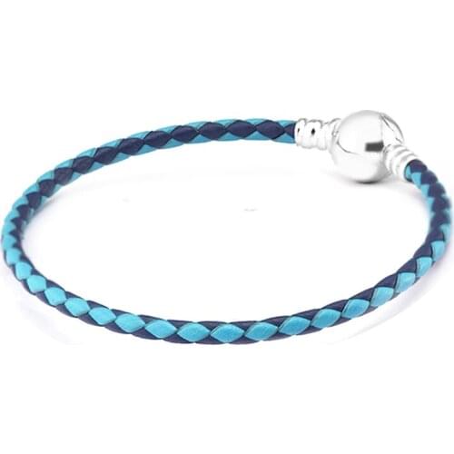GPY Bracelet Blue Woven Leather Bracelets Women Pulseira Hombre Feminina Masculina Pulseras Silver 925 Sterling jewelry