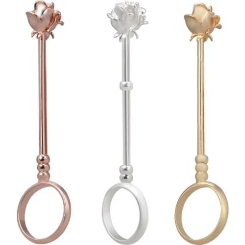 Lady Elegant Retro Smoking Ring Band Romantic Rose Flower Shelf Cigarette Holder Hand Free Gamer Helper Fashion Jewelry