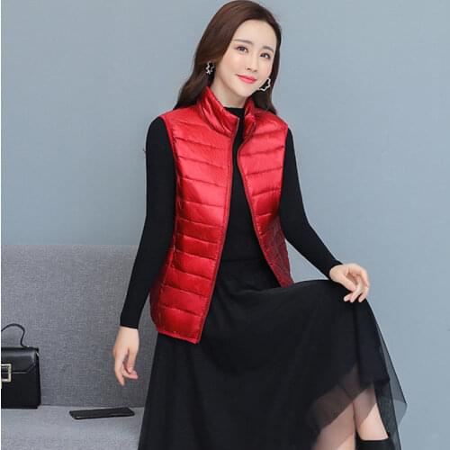 Winter Womens Sleeveless Ultra Light Down Vests Slim Jacket Girl Gilet Plus Lightweight Windproof Warm Waistcoat Chaleco Mujer