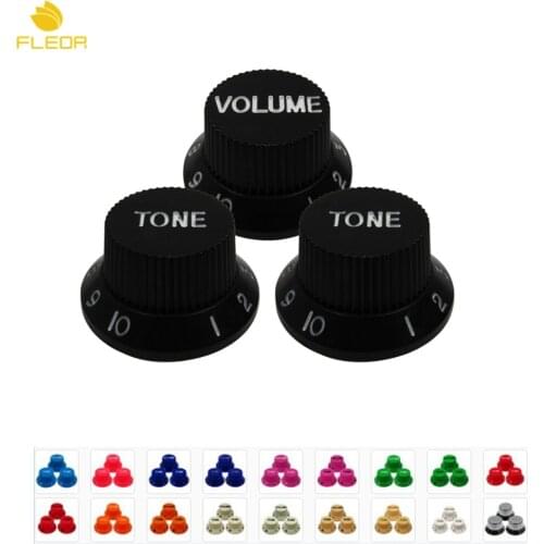 FLEOR 1 Set of 2T1V 1 Volume & 2 Tone Knobs Speed Control Guitar Knobs Top Hat Plastic For Electric Guitar Accessories