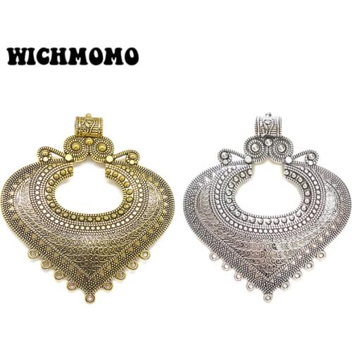 New 1pcs 83*73MM Retro Zinc Alloy Heart Shaped Pendants Connectors Linker for DIY Charm Jewelry Accessories