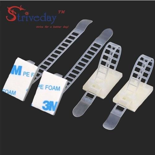 100pcs/lot CL-3 Adjustable Cable clamps wire cable Tie Mounts Environmental protection Screw holes Adhesive Beamline Ties Mounts
