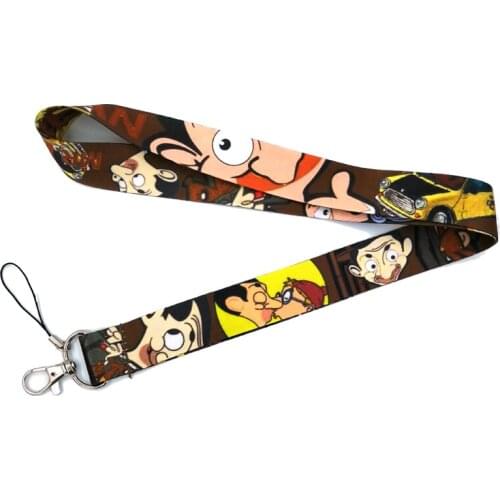 100pcs Regooly RE28 Mr.bean cartoon Neck keychain necklace Anime Cartoon Neck Strap Lanyard ID badge holder Keychain Lanyards