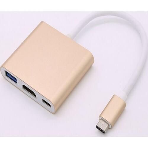 USB3.1 Type C to HDMI 4K * 2K / Type C / USB 3.0 Female Adapter 3 in 1 Converter Adapter for New Macbook Google Chromebook