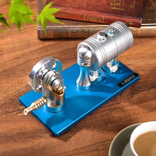 All metal startable steam engine model engine retro with heating boiler alcohol lamp K-005 aluminum alloy base