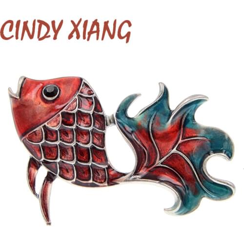 CINDY XIANG New Arrival Cute Enamel Fish Brooches For Women Animal Design Sweater Jewelry Winter Accessories 2 Colors Available