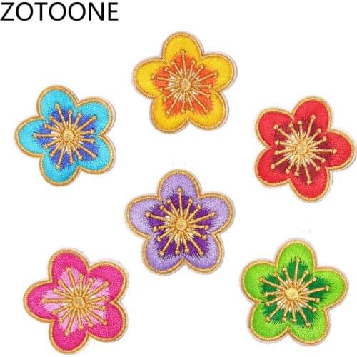 ZOTOONE Flower Patches for Clothing Stripes Beautiful Flower Badges Sticker on Clothes Embroidered Patches for Kids DIY Applique