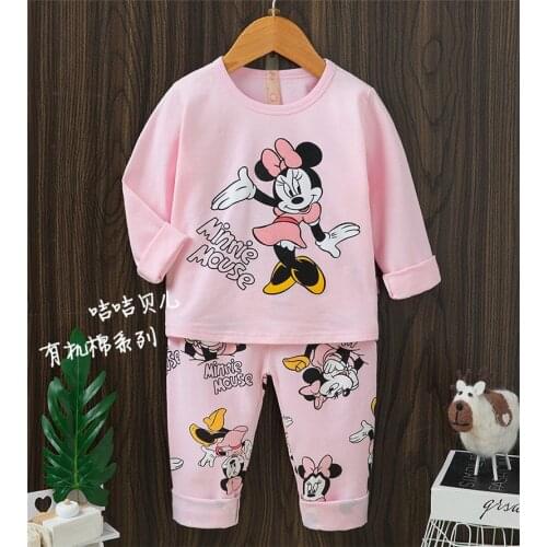 Disney Kids Sleepwear Cartoon Mickey Mouse Fall Clothes Girl Snow White Pajamas Set Baby Boys Long Sleeves Costumes Autumn 1-10Y