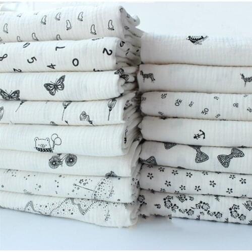 Breathable Pure Cotton Crepe Fabric Skin-Friendly Linen Cotton Double Gauze Fabric DIY Sewing Textile Pajamas Cloth Material