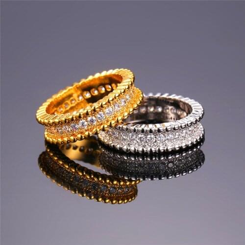 Men Jewelry Ring Women Fashion Wedding Jewelry & GIFT BOX Gold Color Vintage AAA Cubic Zirconia Crystal Ring R428