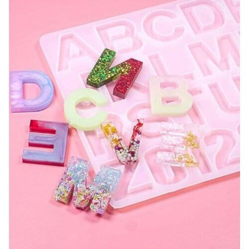 Crystal Epoxy Resin Mold Alphabet Letter Number Pendants Casting Silicone Mould F3MD