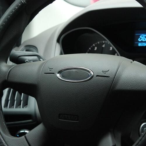 My Good Car 1PCS ABS Chrome Steering Wheel Circle Cover Sticker for Ford New Focus 3 Kuga Escape 2012 2013 - 2017 Accessories