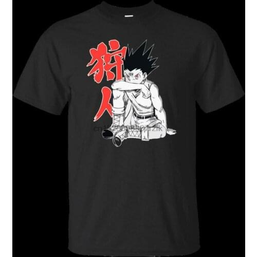 Hunters x Hunter Anime Black T-Shirt Sitting Gon Short Sleeve Mens S 6XL