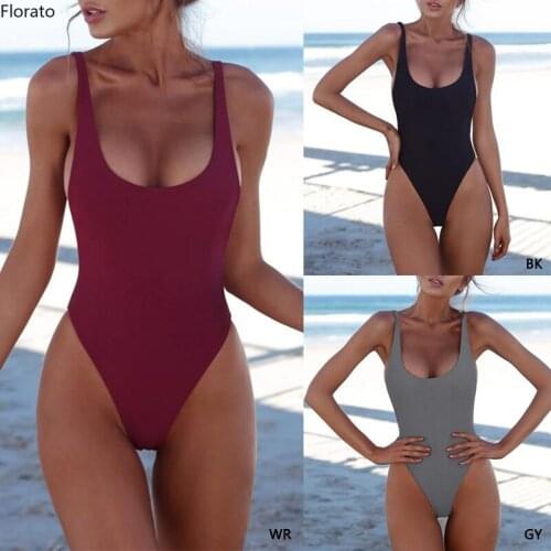 New Women Sexy One Piece Swimsuit Solid Color Girl Swimsuit Backless Monokini Summer Beach Bathing Suits 2021 A20