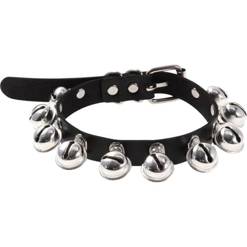 Sexy Punk Egirl Choker Collar Leather Choker Adjustable Rave Jewelry Cosplay Women Gothic Bell Necklace Harajuku Accessories
