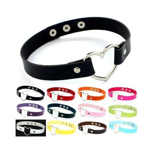 Sexy Trendy Vintage Charm Round Gothic Collar Necklaces Jewelry Gift Gothic Leather Heart Harajuku Women Punk Choker Necklace