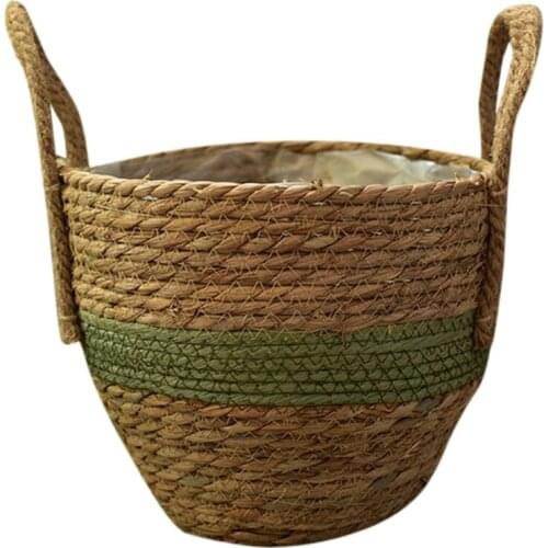 Handwoven Straw Flower Pot Indoor Plants Container Laundry Toy Storage Basket For Garden Home Decoration