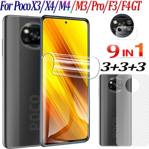 15-in-1 pocox3 Hydrogel film for xiaomi poco x3 nfc phone Screen Protector back film camera lens pocofone f2 pro x3 not glass