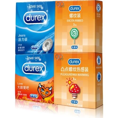 Durex Condom 4 Styles 3Pcs X 4 box Extra Lubricated Long Lasting Spiral Condoms for Men Natural Latex Sex Toys Shop Wholesale