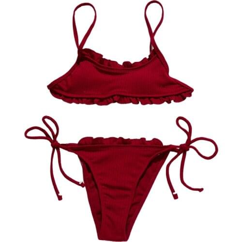 Quanss Sexy String Bikini Set Womens Two Piece Swimsuit 2021 Beach Bandeau Biquini Female Swimwear Swim Bathing Suit