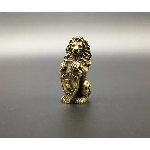 Collectable Chinese Brass Carved Animal Blessing Owl Lion Exquisite Small Statues