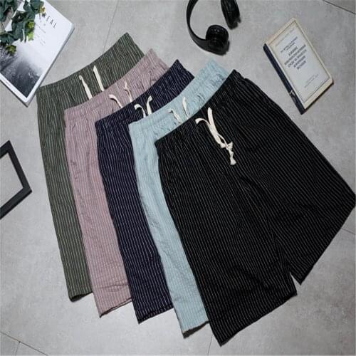 Spring and summer casual pants cotton and Linen Beach Pants Korean version of pure-color linen slim mens shorts J331-3