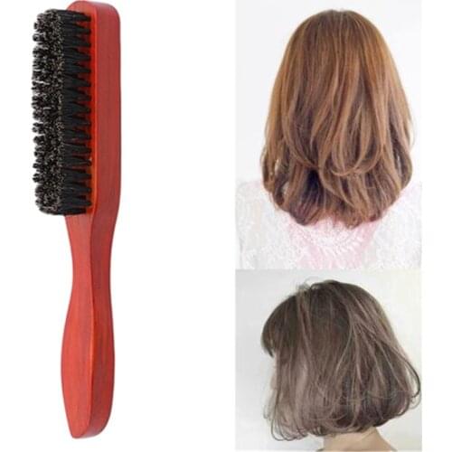 Wooden Handle Hair Brush Natural Boar Bristle Beard Comb Styling Massage Comb Anti-static Hair Brush Styling Accessories