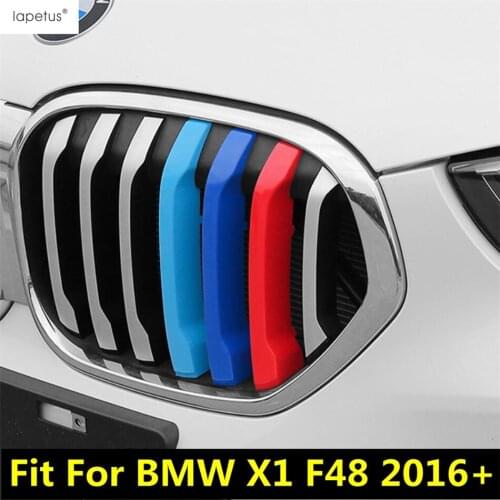 Three Color Car Front Center Grill Grille Net Decor Strip Cover Trim Plastic Accessories Interior Kit For BMW X1 F48 2016 - 2021