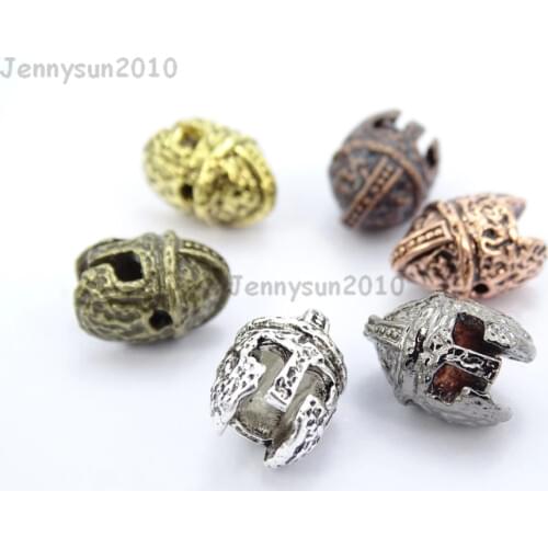 Vintage Antique Mixed Colors Solid Metal Sparta Helmets Masks Bracelet Connector Charm Beads 50Pcs/Pack