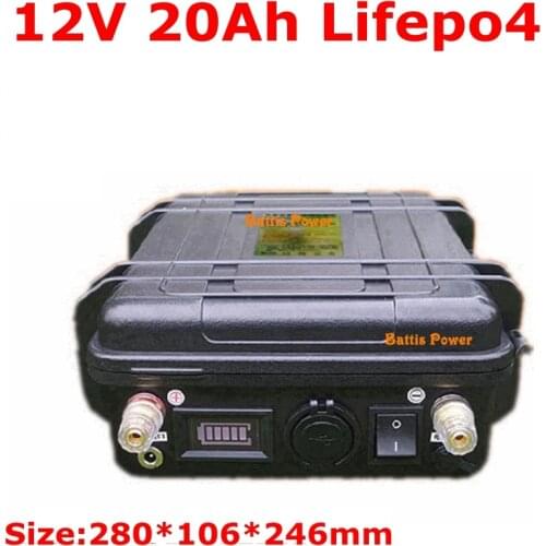High quality 12V 20Ah LiFepo4 lithium battery pack with BMS for integrated light solar fishing boat storage golf cart+3A charger