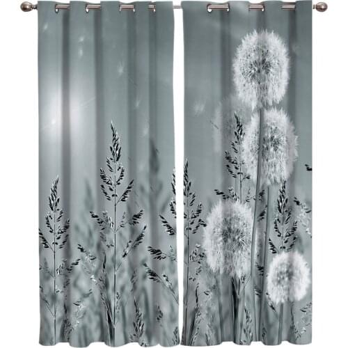 Plant Grey Dandelion Window Curtains Living Room Bedroom Kitchen Curtain For Children Drapes Window Treatment