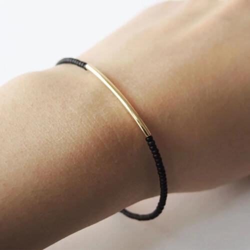 2018 New Arrival Bohemian Beads Bracelet Simple Gold Color Bend Tube Handmade Bracelet for Women